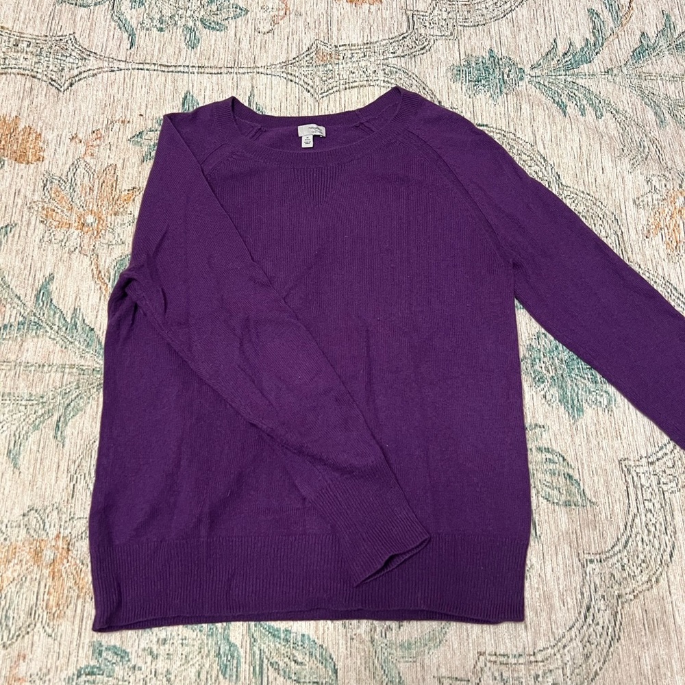 Halogen Rich Purple Cashmere Crew Neck Sweater